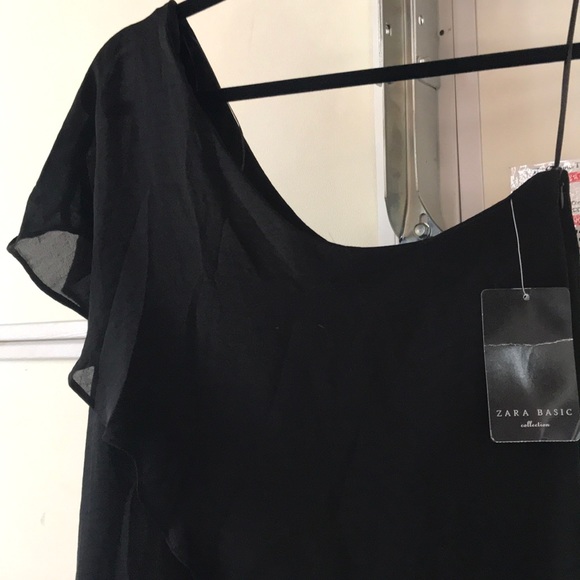 Zara one shoulder black dress medium - Picture 2 of 5